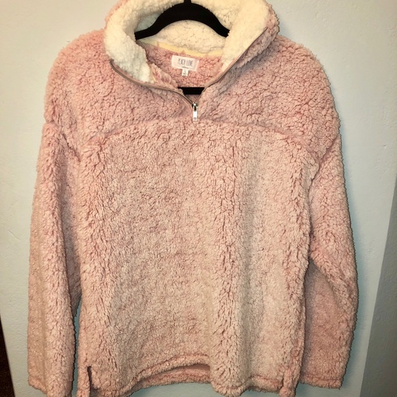 Peach Love California Tops - Cotton Candy Pink Fluffy Sweater Size L